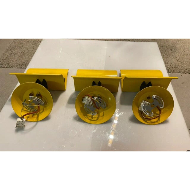 Mid-Century Italian Yellow Metal Sconces, Set of 3 For Sale - Image 6 of 12