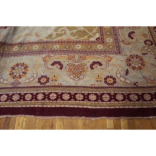 Elegant Maroon Red and Beige Color With Palmettes and Bracketing Leaves Design Antique Amritsar Rug For Sale - Image 10 of 12