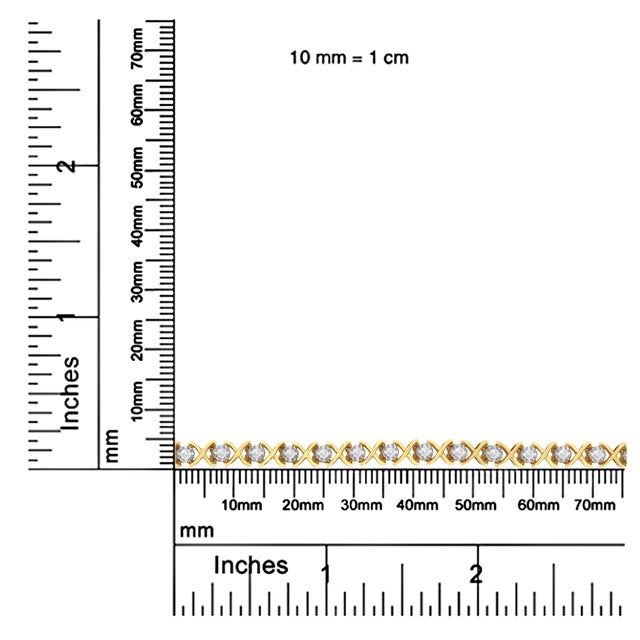 Metal 10K Yellow Gold Plated Sterling Silver 1 cttw Diamond Link Bracelet (J-K Clarity, I1-I2 Color) - Size 7" For Sale - Image 7 of 7