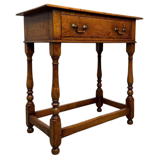 20th Century Traditional Golden Oak Side Table For Sale - Image 4 of 12