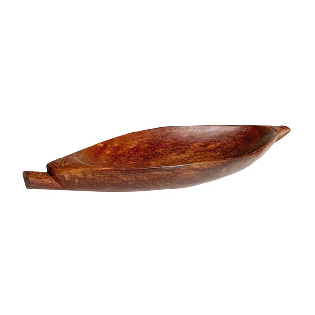 African 1970s African Carved Wooden Paddle Bowl With Handles For Sale - Image 3 of 4
