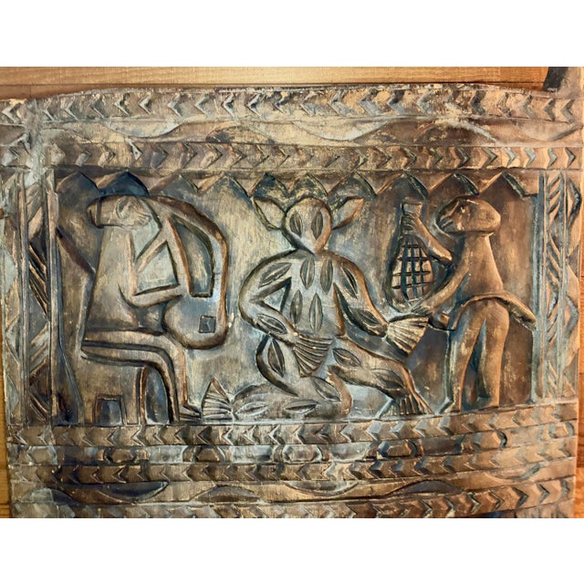 (Circa1880-1950) Hand Carved From Single Slab of Yoruba Art Nigerian Tribal African Dogon Door Panel For Sale - Image 4 of 11