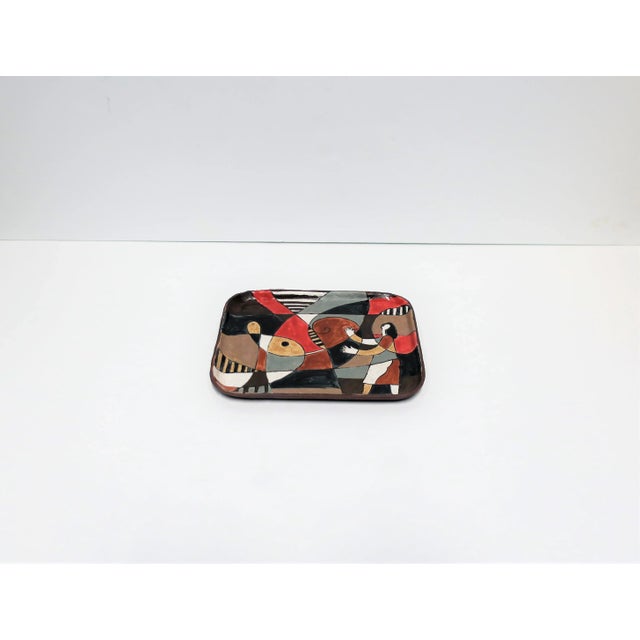 Mid 20th Century Abstract and Figural Pottery Artwork Tray For Sale - Image 5 of 10