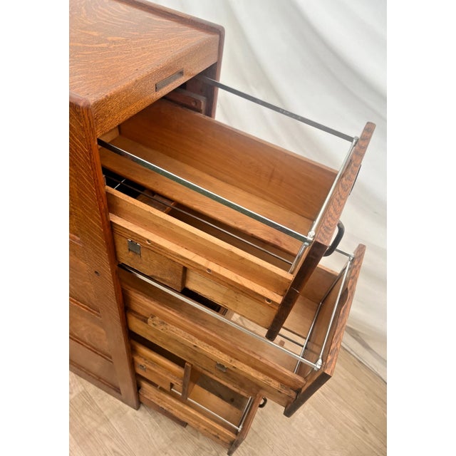Brown Antique Tiger Oak Filing Cabinet h.s Crocker San Francisco Four Drawers C1905 For Sale - Image 8 of 12