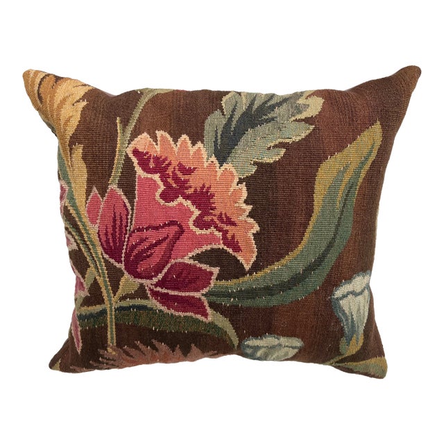 Pillow Upholstered With 19th Century Tapestry For Sale