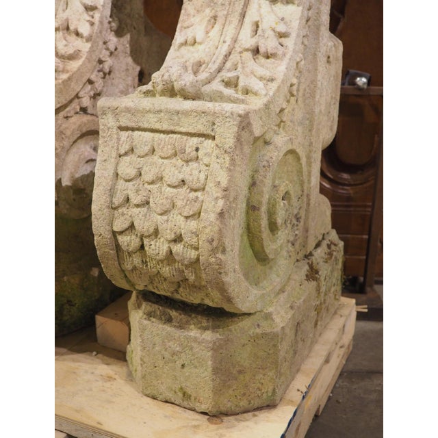 Rare Set of Circa 1700 French Chateau Staircase Baluster Terminals in Limestone For Sale - Image 11 of 18