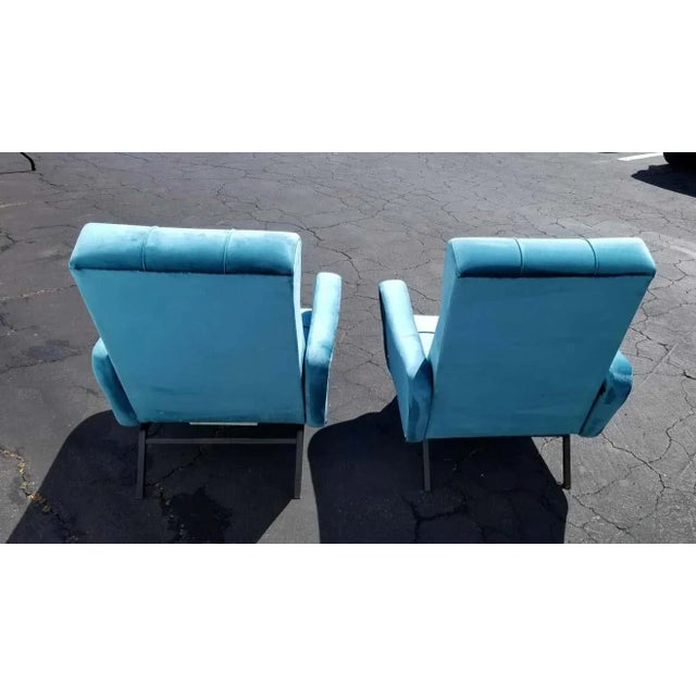 Blue 1960s Italian Midcentury Reclining Chairs - A Pair For Sale - Image 8 of 13