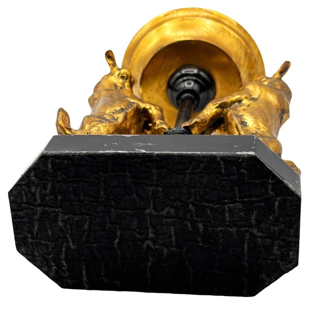 1920s Art Deco Twin Goat Brass Pedestal Ashtray W Glass Insert, Ronson Art Metal Works For Sale In Los Angeles - Image 6 of 8