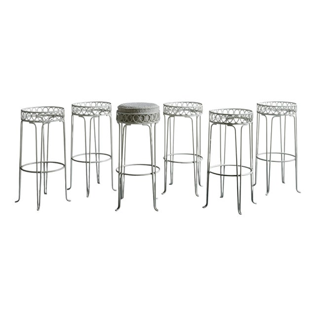 Bar Stools in the style of Mathieu Mategot, France, 1950s, Set of 6 For Sale