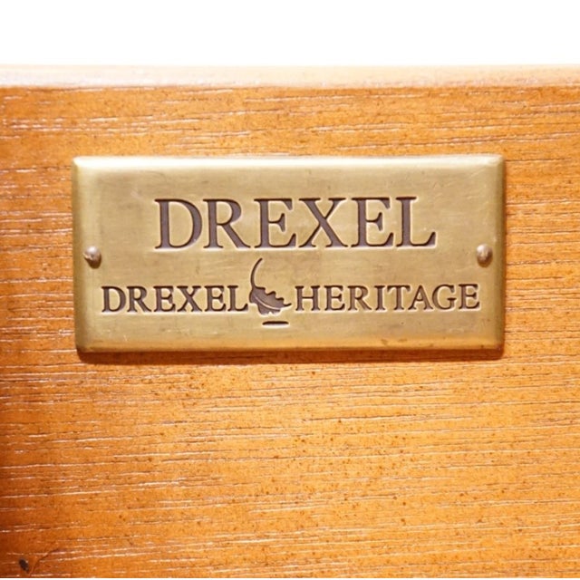 Drexel Heritage Talavera Collection Walnut Contemporary Spanish Mediterranean 27" Square Glass Topped Accent End Table For Sale - Image 10 of 13