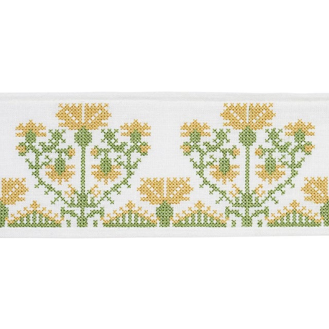 Sample - Schumacher Custis Embroidered Tape in Marigold For Sale