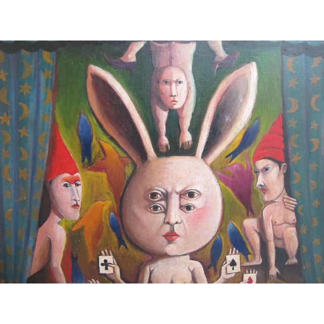 Paint Sergio Bustamante Surreal Illusionist Rabbit Painting 'Reason Behind the Designs' For Sale - Image 7 of 13