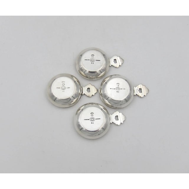 Silver Vintage Georg Jensen Sterling Silver Acorn Salt Cellars With Blue Enamel Set- 4 Pieces For Sale - Image 8 of 9