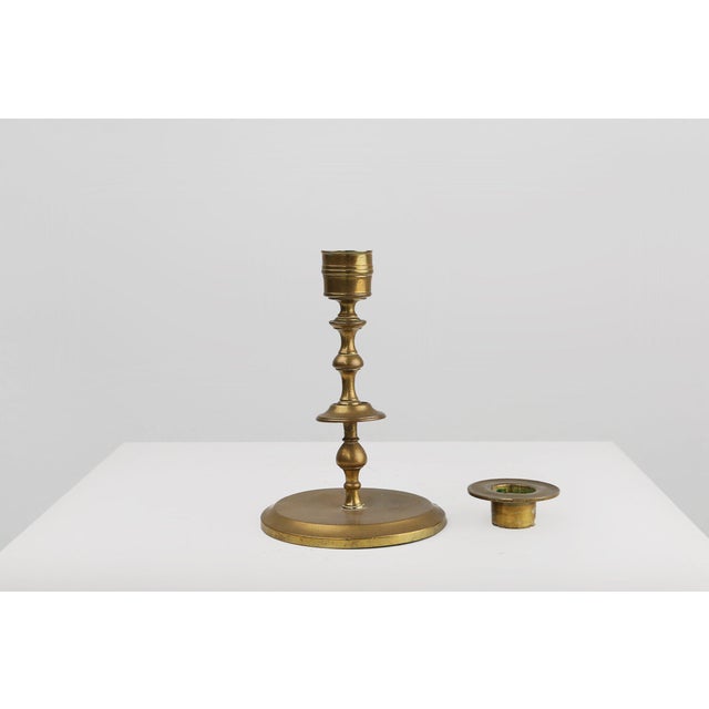 Antique Flemish Copper Disc Candlestick, 15th Century For Sale - Image 6 of 12
