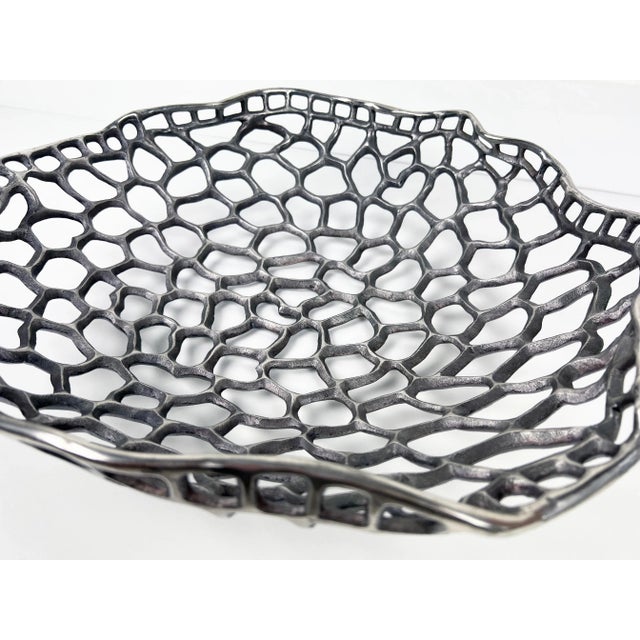 2000 - 2009 l'Objet Large Cast Metal Sculptural Centerpiece Bowl For Sale - Image 5 of 13