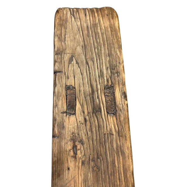 Farmhouse Antique Wood Farmhouse Bench For Sale - Image 3 of 9
