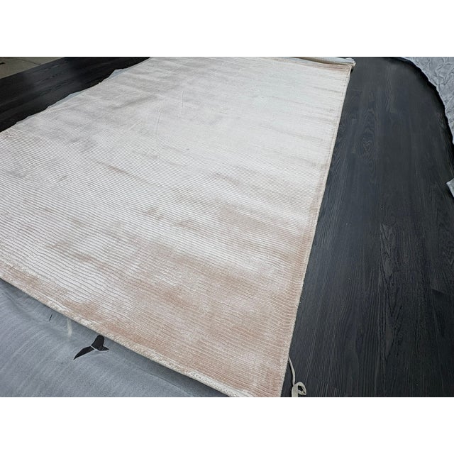 Rh Reeve Stripe Handwoven Rug — 6' × 9' Petal | 100% Tencel™ | Subtle Sheen & Texture For Sale - Image 16 of 18