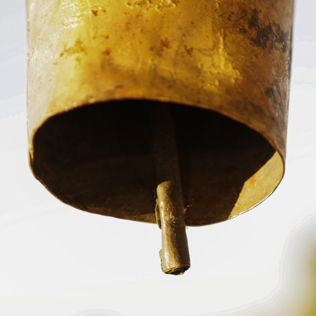 Brass 1950s Swedish Cow Bell, Brass Plated Iron With Beatiful Golden Patina For Sale - Image 8 of 11