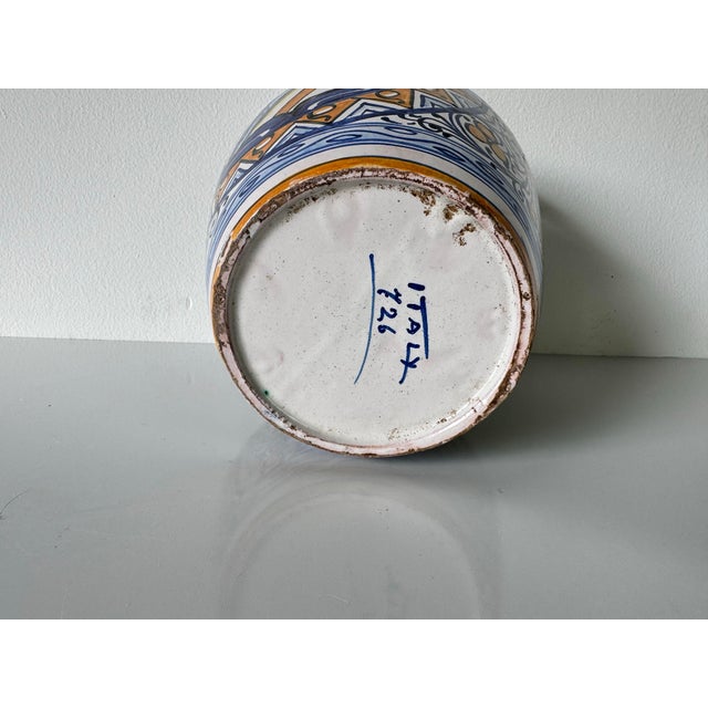 Blue Vintage Hand-Painted Italian Ceramic Urn / Vase/ Sold For Sale - Image 8 of 11