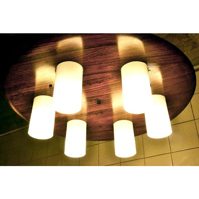 Rosewood &amp; Acrylic Glass Chandelier from Stilux Milano, 1960s For Sale - Image 6 of 10