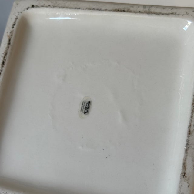 Ceramic Vintage Large Porcelain Rectangular Ginger Jars in Black and White Florals, a Pair For Sale - Image 7 of 8