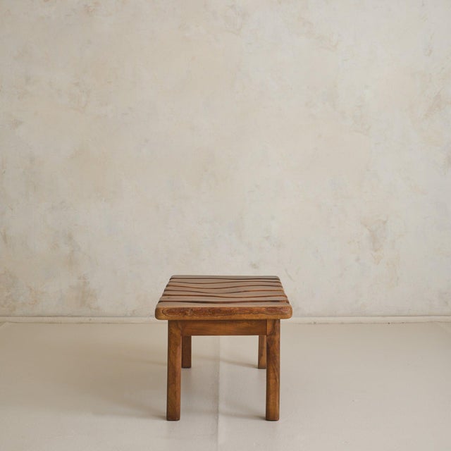 French Brutalist Olive Wood Coffee Table, 1960s For Sale - Image 4 of 11