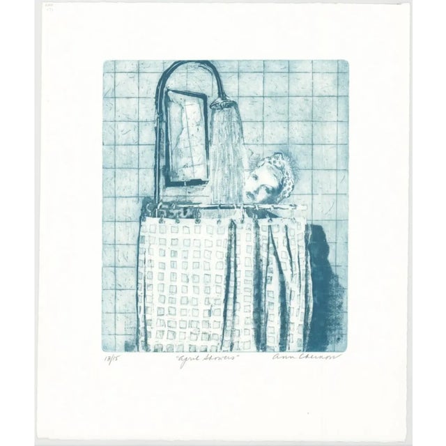 By Ann Chernow (New York, born 1936), April Shower aquatint with etching numbered 13 of 15. Portrait of Marilyn Monroe as...
