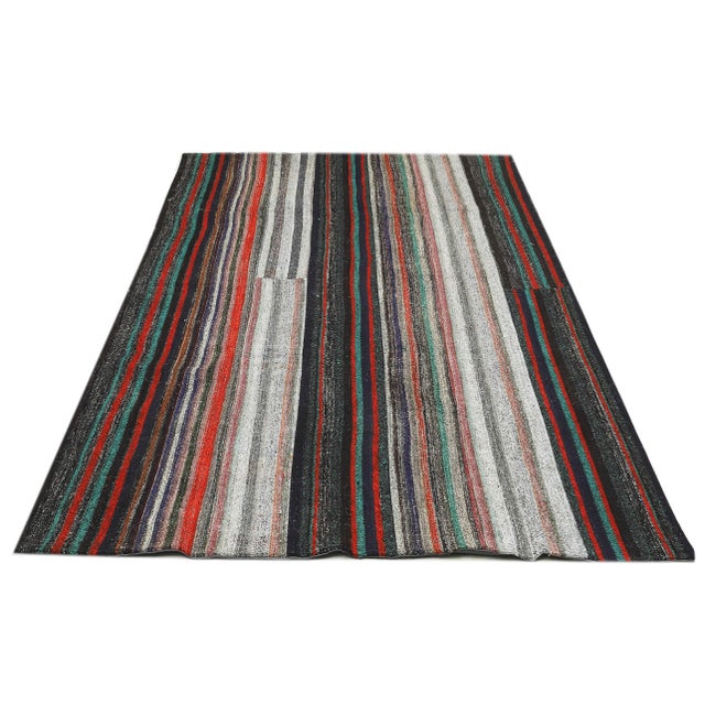 Vintage handwoven Modern kilim rug from Adana region of Turkey. Aprroximately 45-55 years old. Backed with good quality...