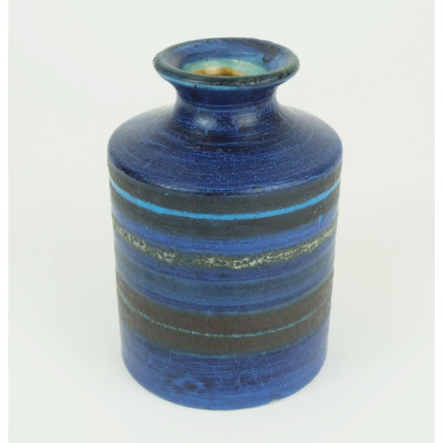 Mid-Century Vase Bruno Gambone Italian Studio Pottery Stripe Decor For Sale - Image 6 of 9