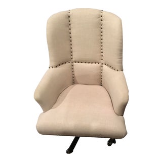 Natural Linen Upholstered Desk Chair For Sale