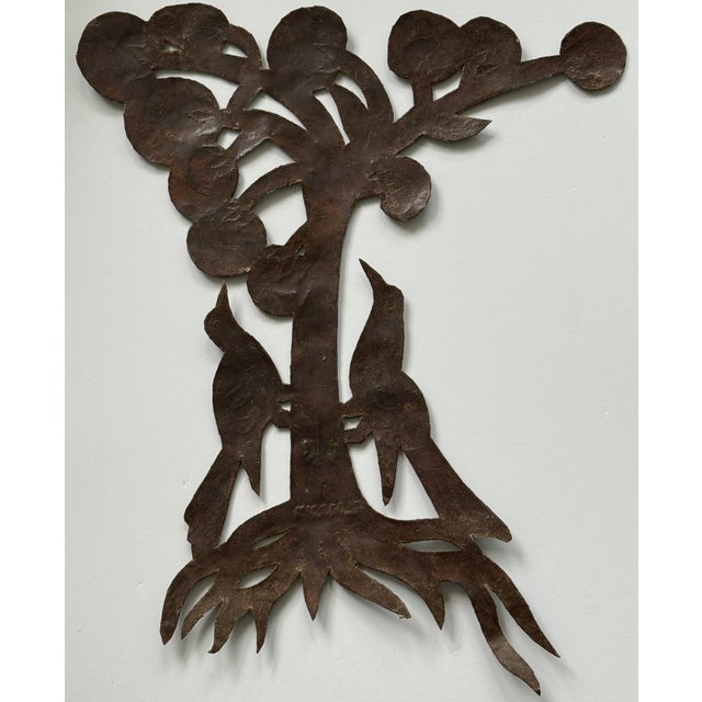 Almann Ulysse (Haitian, b. 1945) Vintage Two Birds and Tree Oil Drum Sculpture c. 1970 | Early Career Masterwork Signed in...