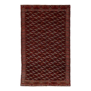 Antique Turkmen Yamoud Wool Rug With Diamond Lattice and Eagle Motif Borders For Sale