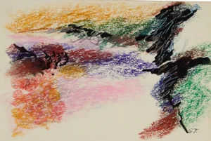 "Sketch for Anemone Series #4" Colorful Pastel Abstract