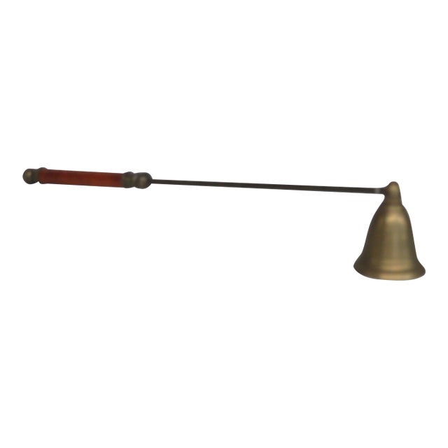 Long Wooden Handled Metal Bell Candle Snuffer 4596b For Sale