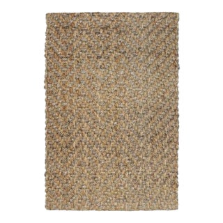 Zig Zag Two Tone Natural Jute Rug 5x8 For Sale