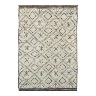 Brown & Natural Modern Wool Rug For Sale