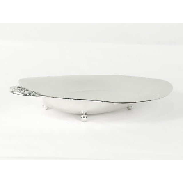 Metal Tiffany & Co. Art Deco Tab Handled Sterling Silver Oval Footed Bowl For Sale - Image 7 of 10