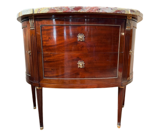 Louis XVI Half-Moon Commode in Mahogany and Marble, 1960s