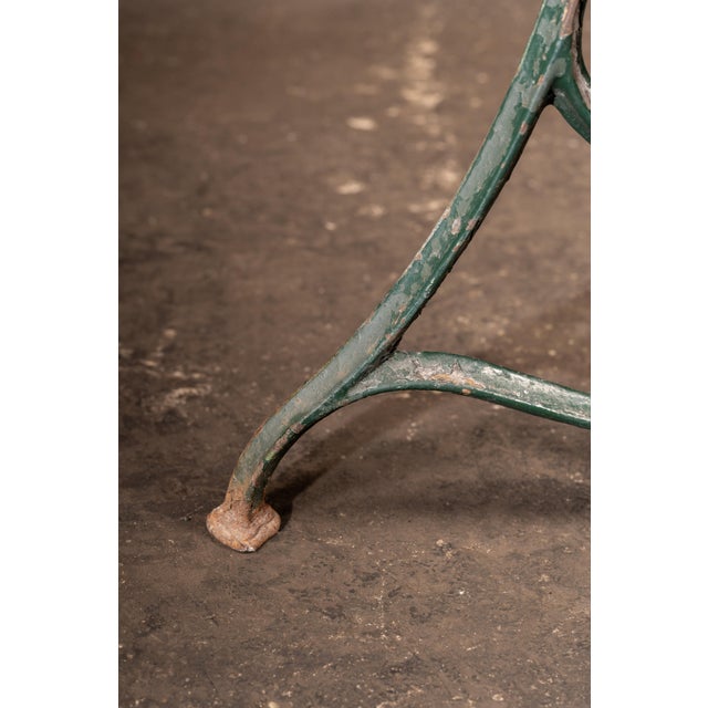 Green Late 19th Century Weathered Green Farmhouse Trestle Table With Cast Iron Base For Sale - Image 8 of 10