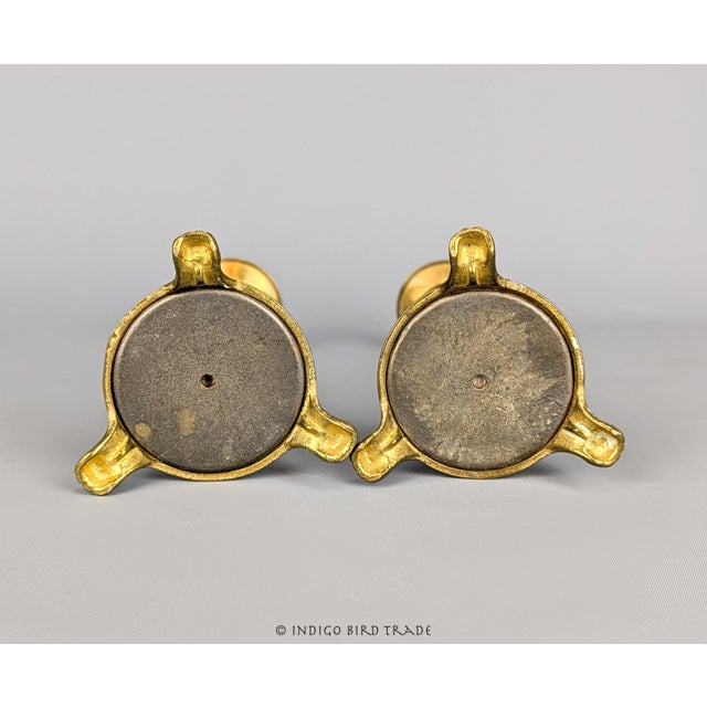 Antique French Brass Lion Feet Candlestick Holders - Set of 2 For Sale - Image 9 of 9