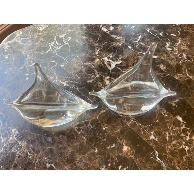 Nautical Clear Glass Art Sailboats For Sale - Image 3 of 4