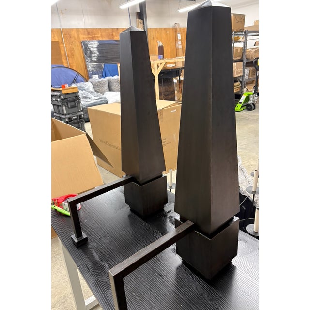 Pair of Chesneys Oxidized Steel Andirons For Sale - Image 9 of 17