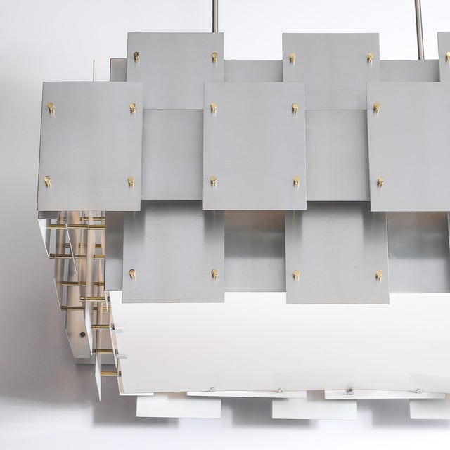 Metal Mid-Century Modernist Robert Sonneman "Cityscape" Chandelier For Sale - Image 7 of 13