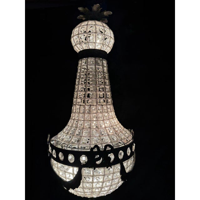 Charcoal 1970 French Charcoal Bronze Crystal Chandelier 1pc For Sale - Image 8 of 15