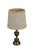 Vintage Brass Colonial Candlestick Crewel Shade Vanity Boudoir Lamp / Lantern. Dimensions: 4.5" x 13.5" / Shade - 10.25" x...