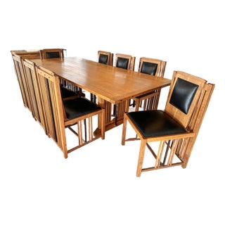 1990s Modern Craftsman Dining Set of 9 For Sale