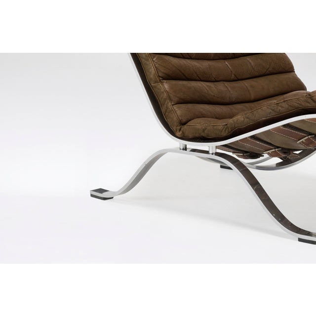 Arne Norell Vintage Ari High Back Lounge Chair by Arne Norell in Brown Leather For Sale - Image 4 of 5