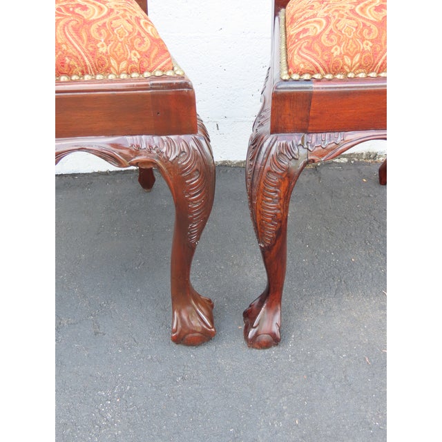 Chippendale Carved Ball and Claw Feet Dining Chairs Set of Two 6632 For Sale In Miami - Image 6 of 13
