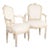 Pair, Gustavian White Painted Arm Chairs From Sweden, Circa 1840-60 For Sale