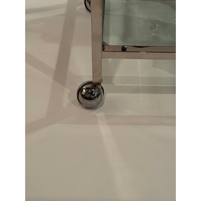 Brass and Tinted Glass Midcentury Modern Barcart For Sale - Image 11 of 15